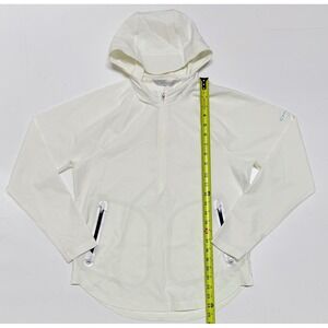 Peter Millar Crown Sport Women's White Quarter Zip Hooded Windbreaker Jacket M